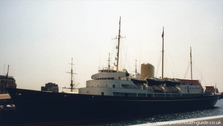HMY Britannia at Railway Jetty in Portsmouth Harbour